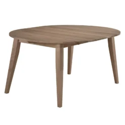 Table à manger ronde extensible en bois massif 48" à 66" - gris