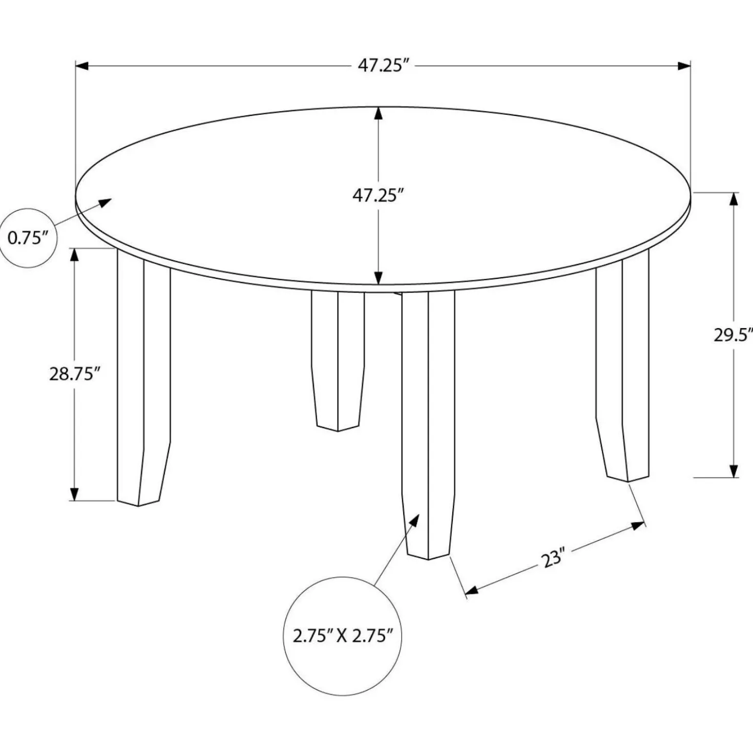 Table à manger ronde 48" - Monarch