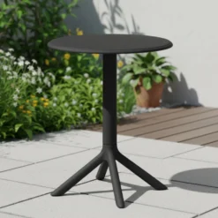 Table ronde intérieur/extérieur en résine – noir