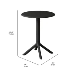 Table ronde intérieur/extérieur en résine – noir