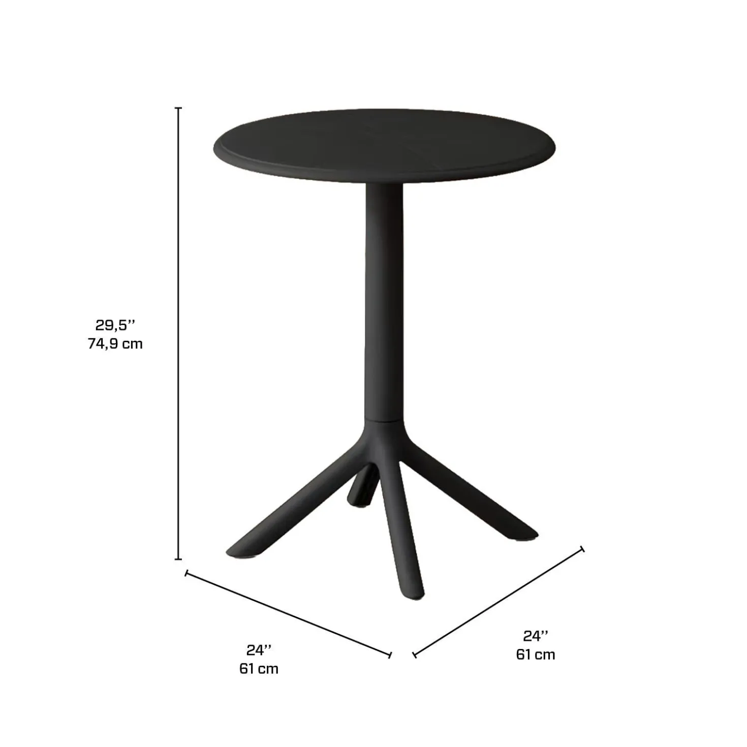 Table ronde intérieur/extérieur en résine – noir