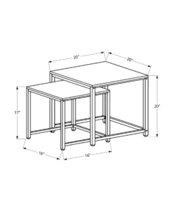 Tables gigognes - ens. 2mcx, terracotta, brun martele - Monarch