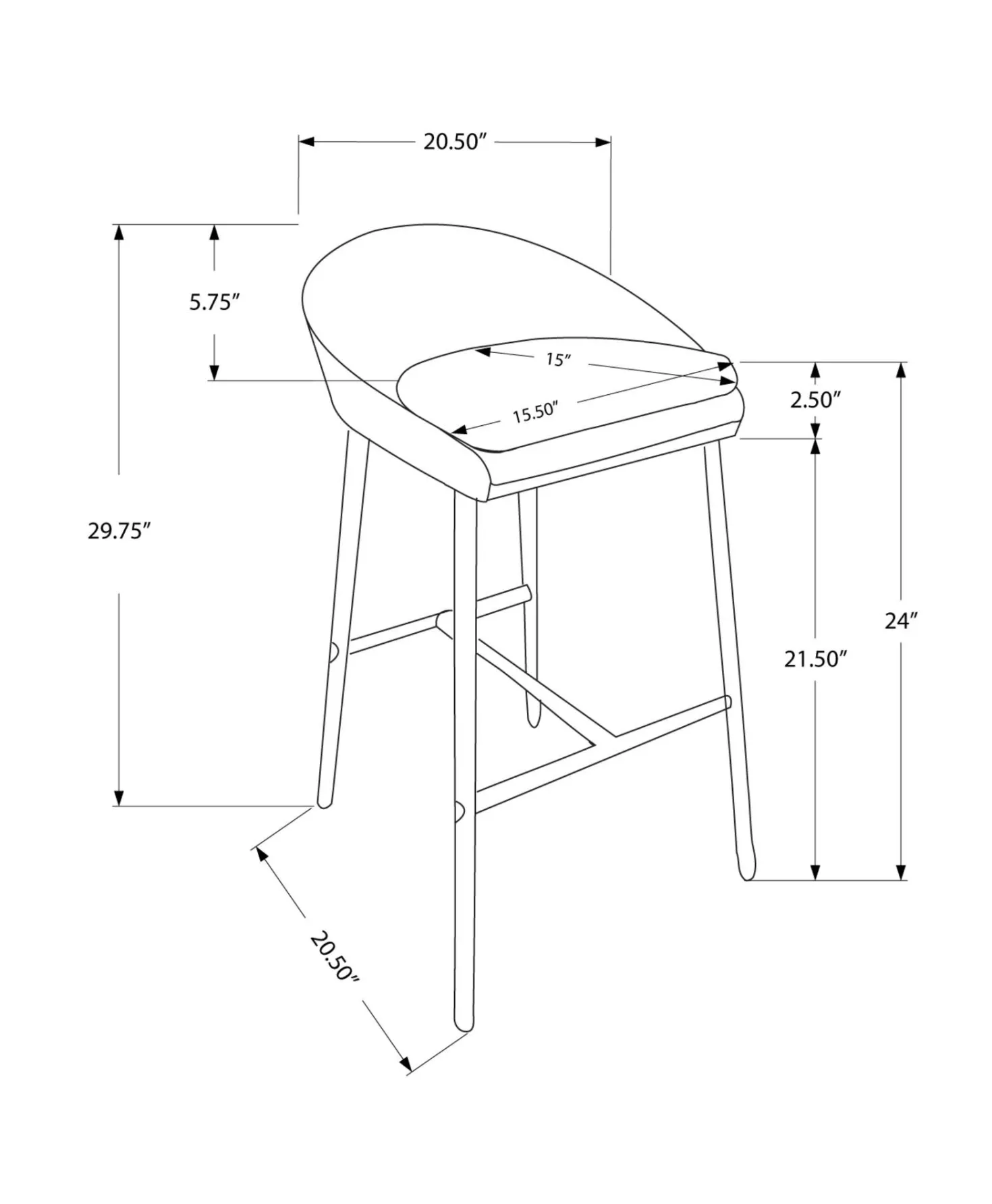 Tabouret de bar - 2mcx/blanc/base chrome/hauteur comptoir