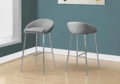Tabouret de bar - 2mcx, tissu gris, hauteur comptoir