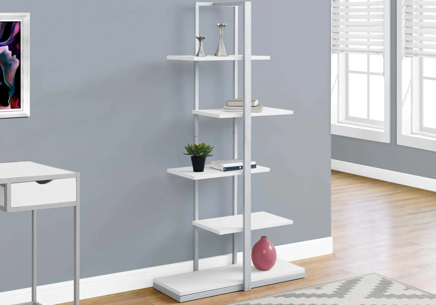 Étagère - 60"H, blanc, métal argent - Monarch