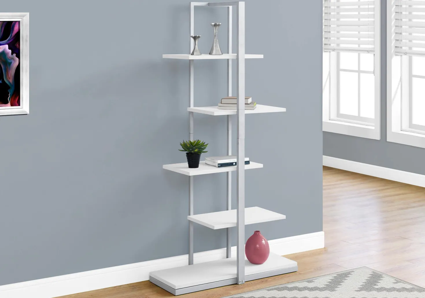 Étagère - 60"H, blanc, métal argent - Monarch