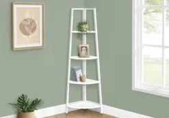 Étagère - 60"H, blanc, métal blanc en coin - Monarch