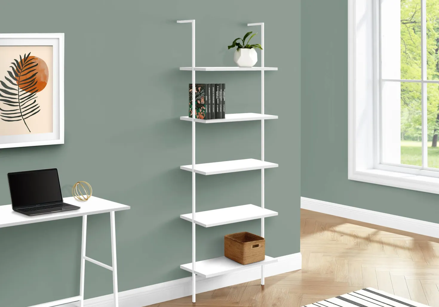 Étagère - 72"H, echelle blanc, métal blanc - Monarch