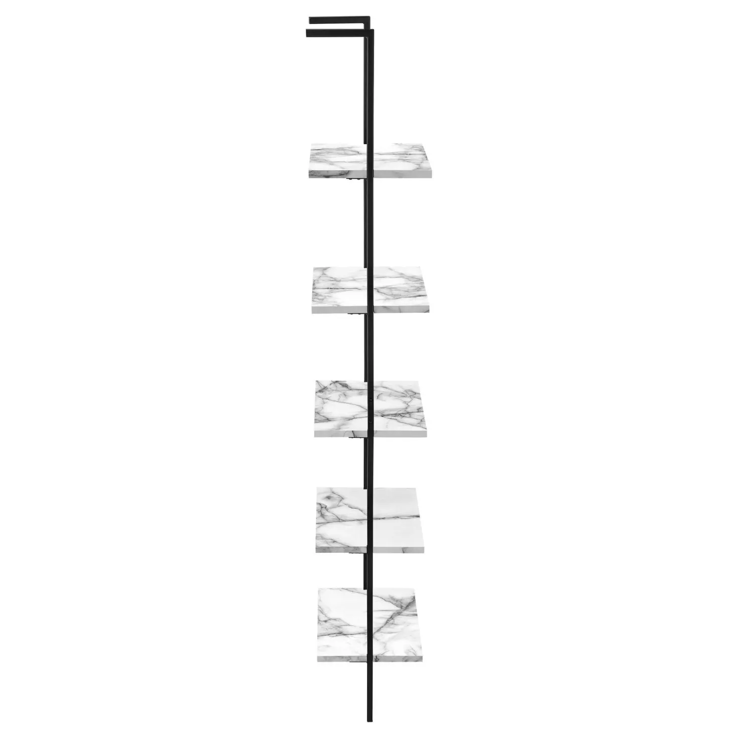 Étagère - 72"H, echelle marbre blanc, métal noir - Monarch