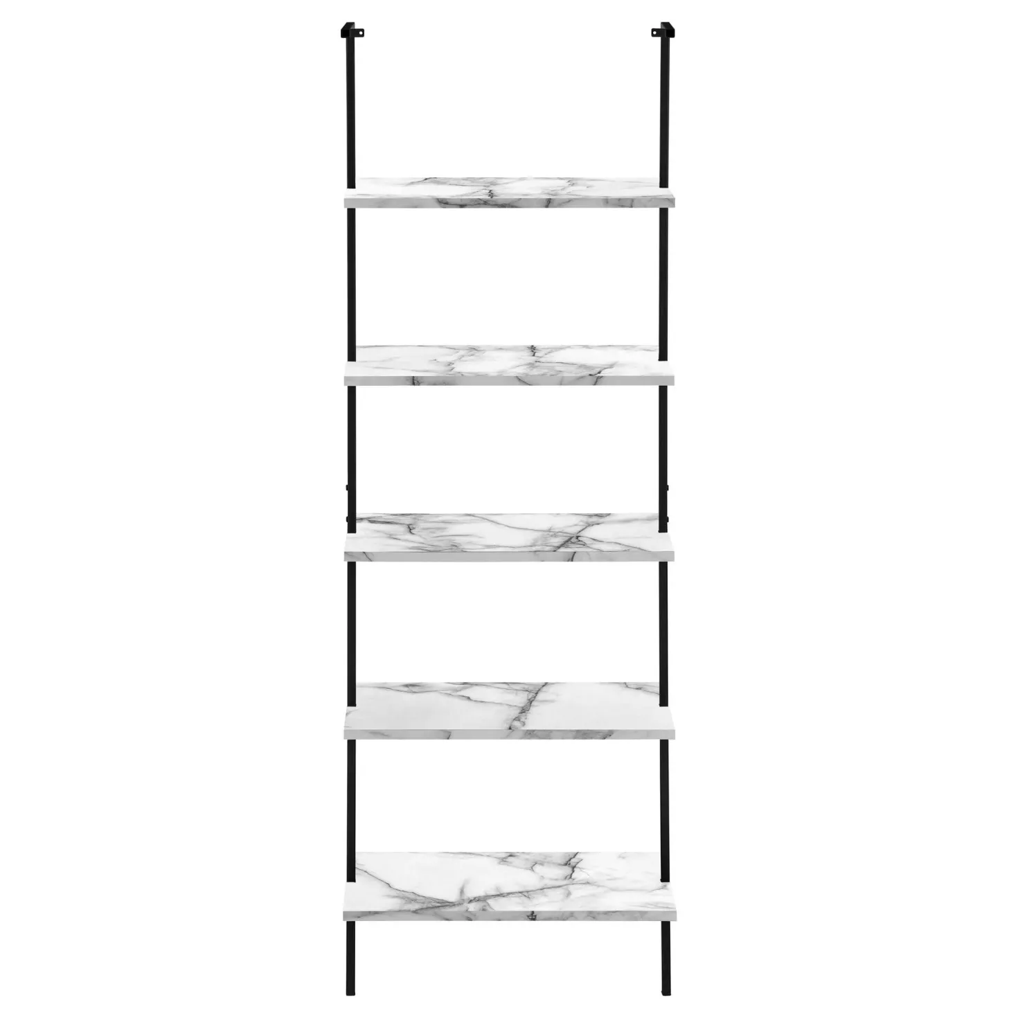 Étagère - 72"H, echelle marbre blanc, métal noir - Monarch