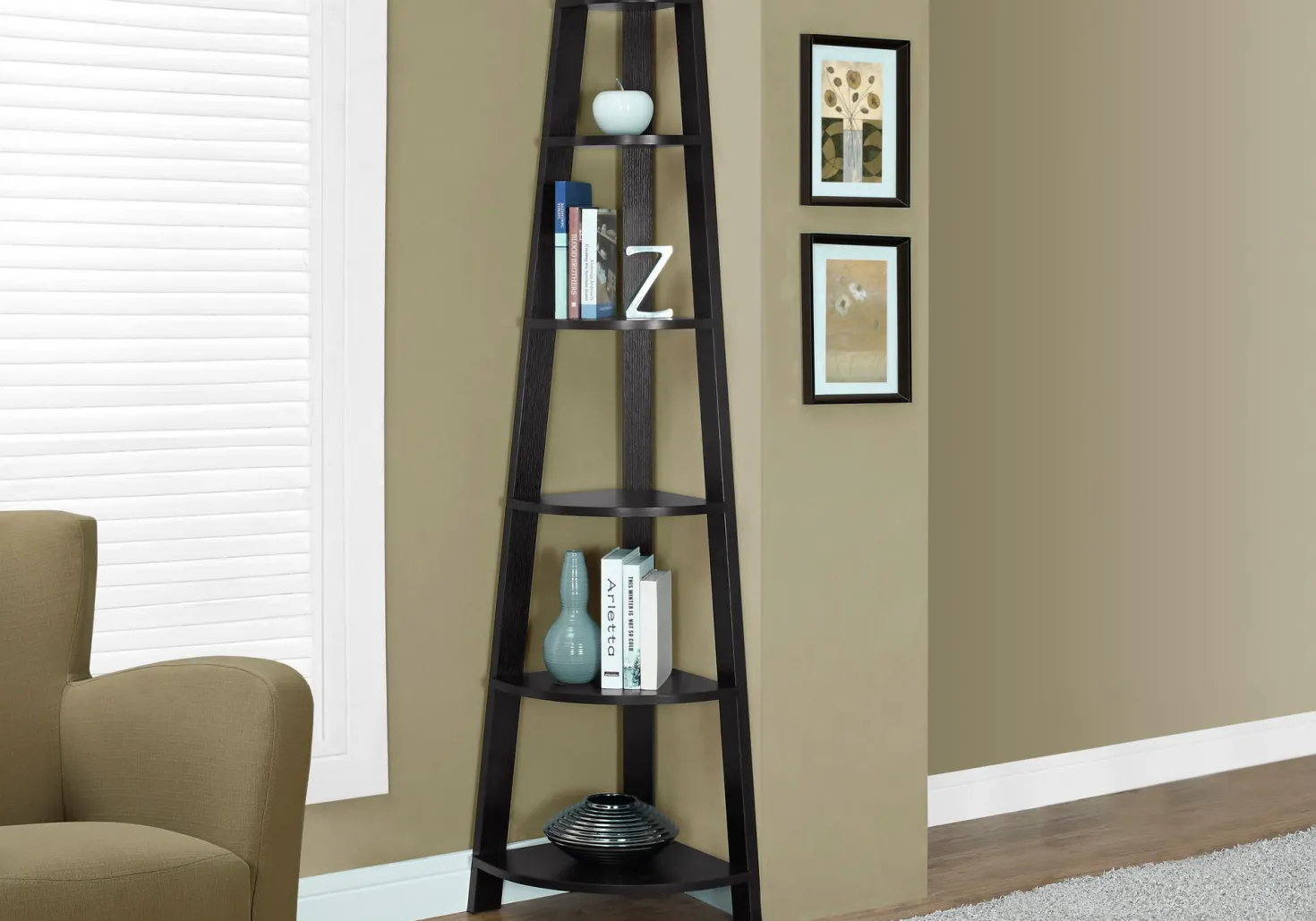 Étagère - 72"H, espresso en coin - Monarch