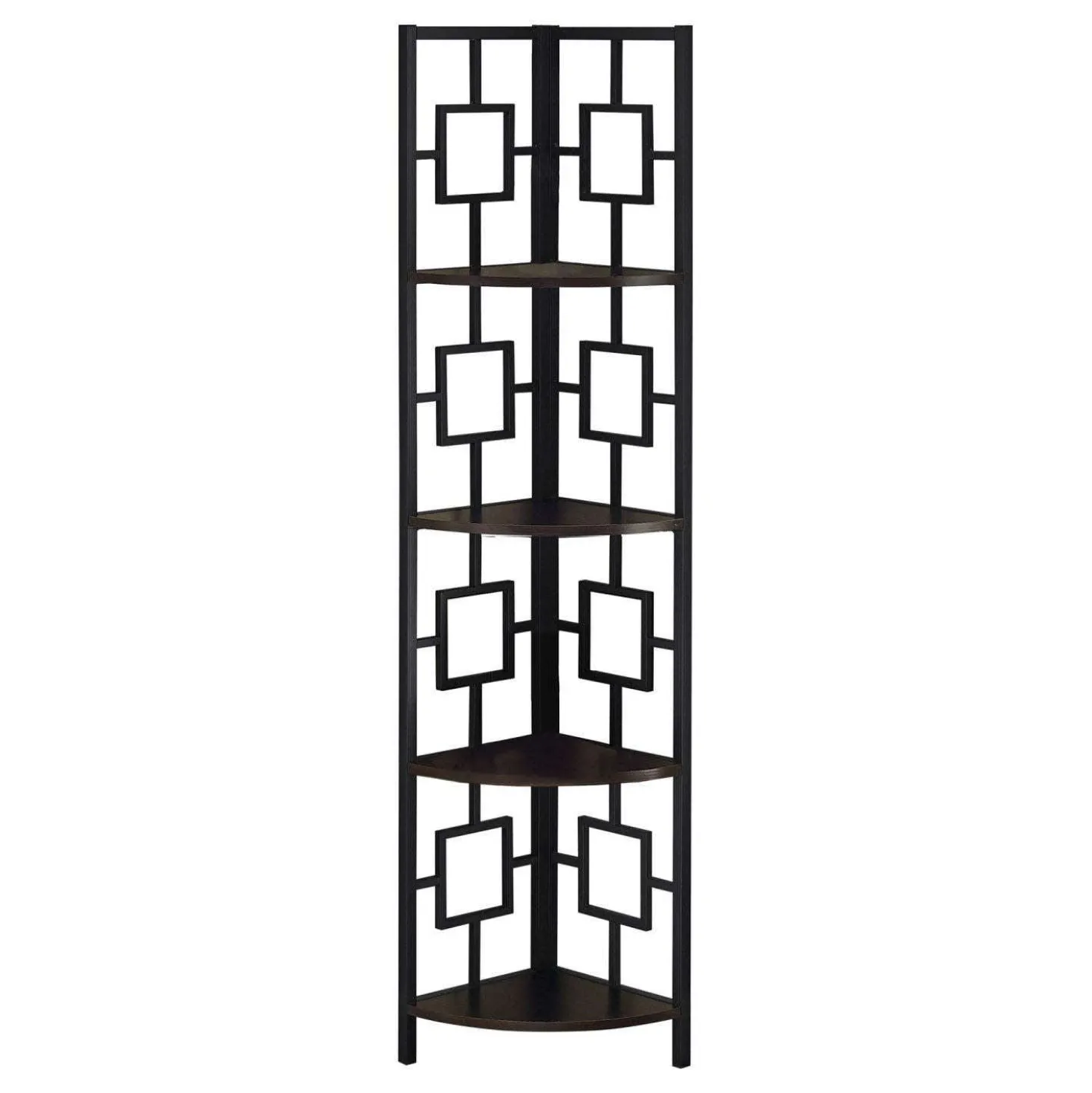 Étagère - 62"H, espresso, métal noir en coin - Monarch