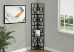 Étagère - 62"H, espresso, métal noir en coin - Monarch