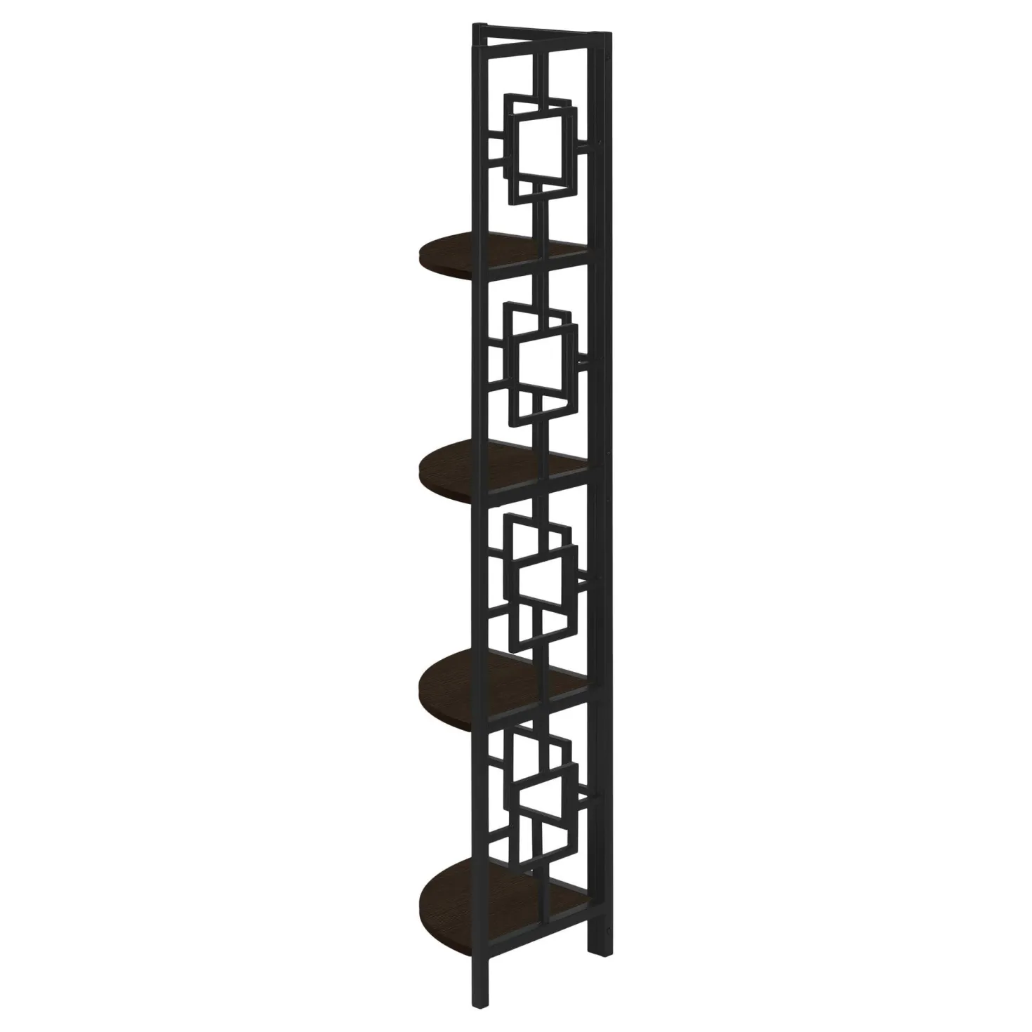 Étagère - 62"H, espresso, métal noir en coin - Monarch