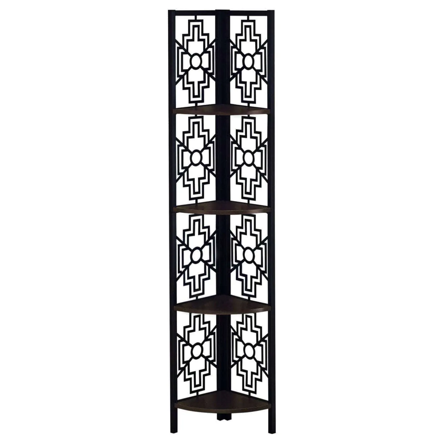 Étagère - 62"H, espresso, métal noir en coin - Monarch