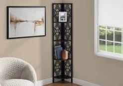 Étagère - 62"H, espresso, métal noir en coin - Monarch