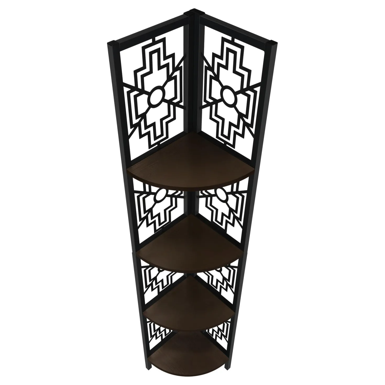 Étagère - 62"H, espresso, métal noir en coin - Monarch