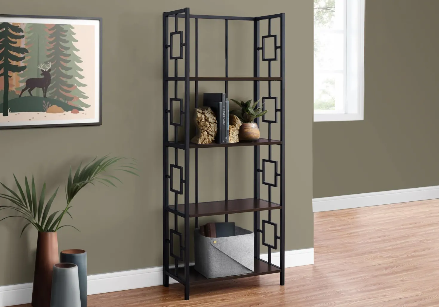Étagère - 62"H, espresso, métal noir - Monarch
