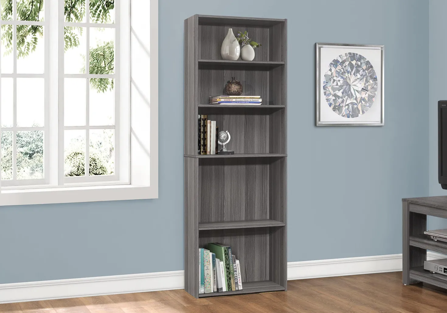 Étagère - 72"H, gris avec 5 tablettes - Monarch