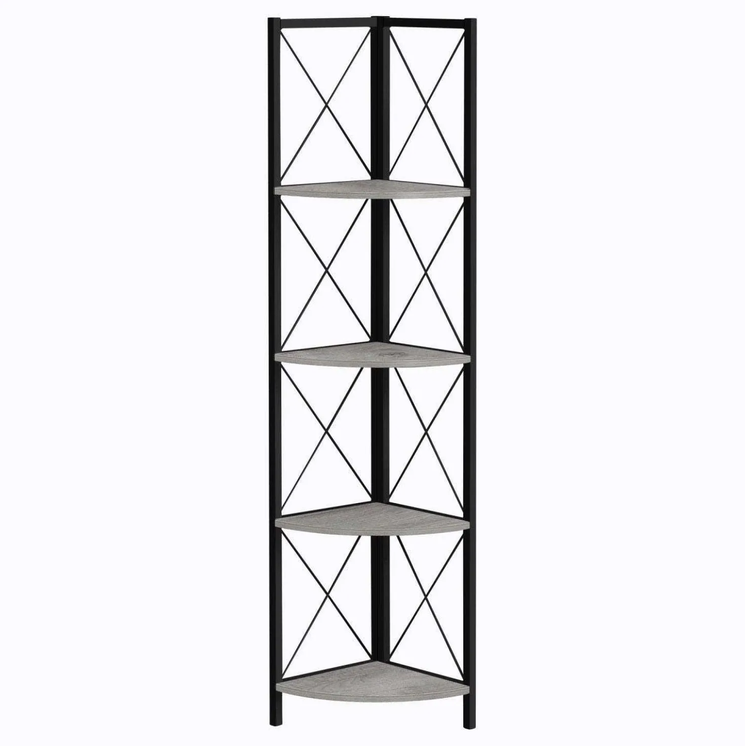 Étagère - 60"H, gris, métal noir en coin - Monarch
