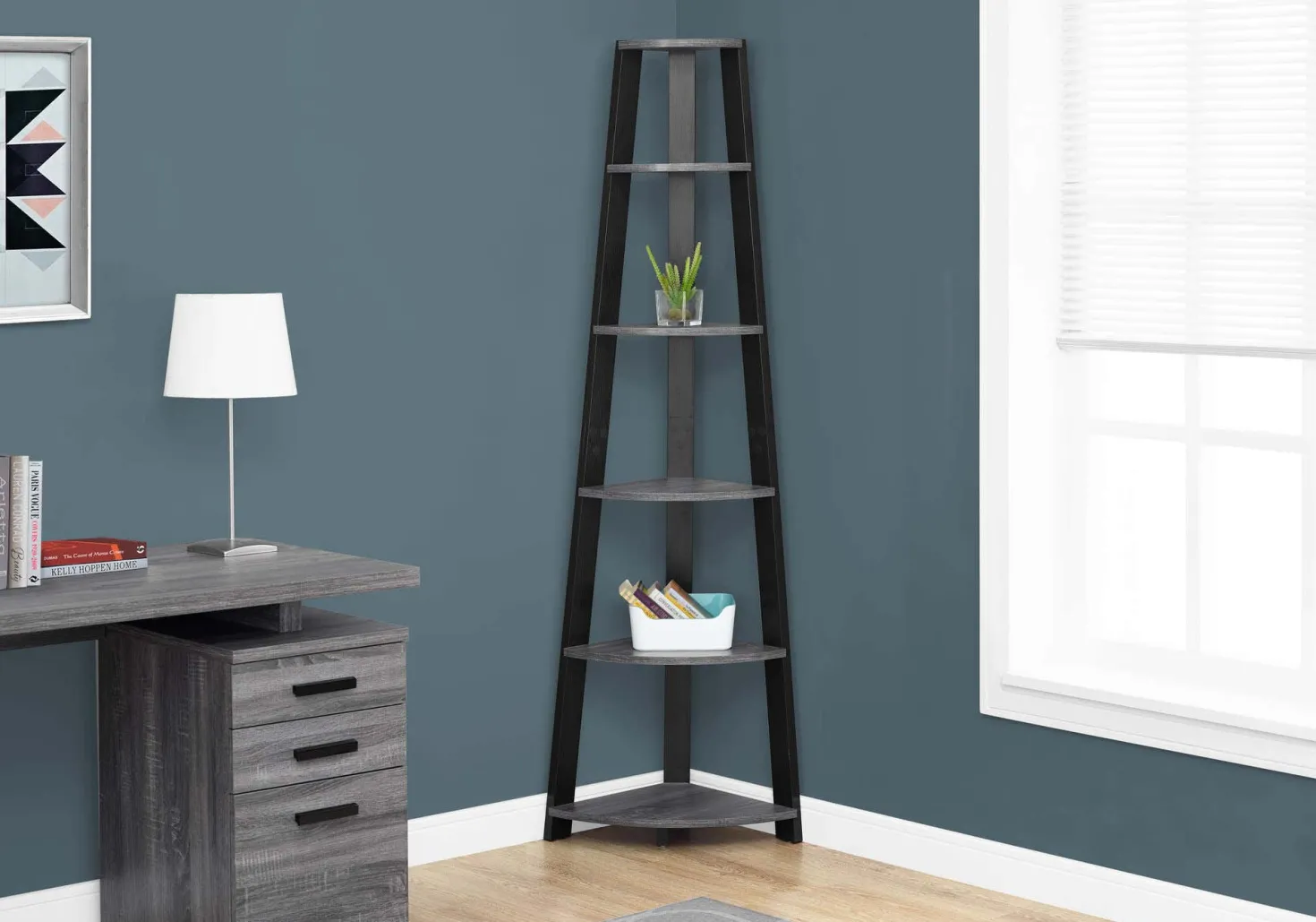 Étagère - 72"H, gris-noir en coin - Monarch