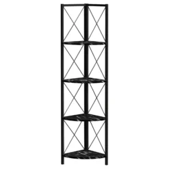 Étagère - 60"H, marbre noir, métal noir en coin - Monarch