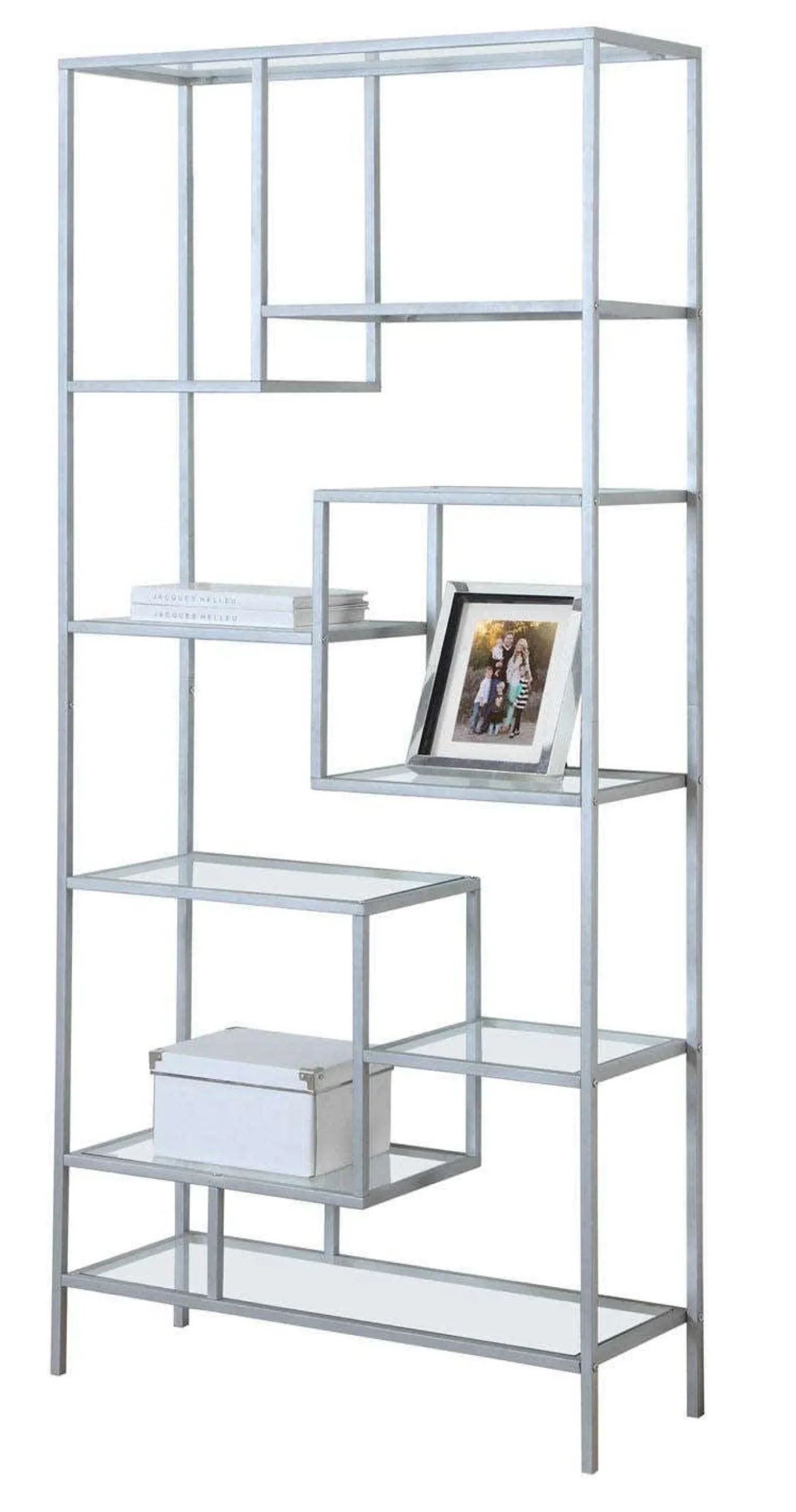 Étagère - 72"H, métal argent et verre trempé - Monarch