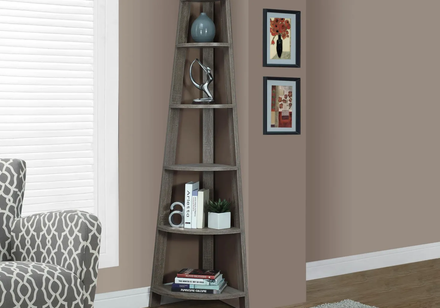 Étagère - 72"H, taupe foncé en coin - Monarch