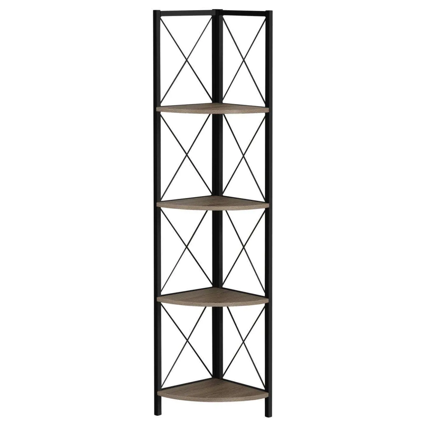 Étagère - 60"H, taupe foncé, métal noir en coin - Monarch