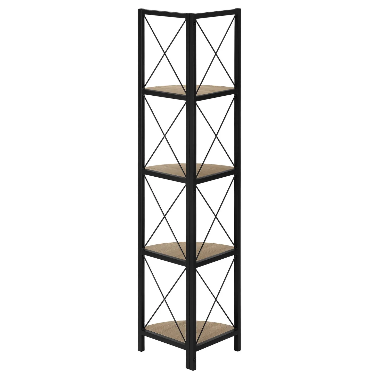 Étagère - 60"H, taupe foncé, métal noir en coin - Monarch