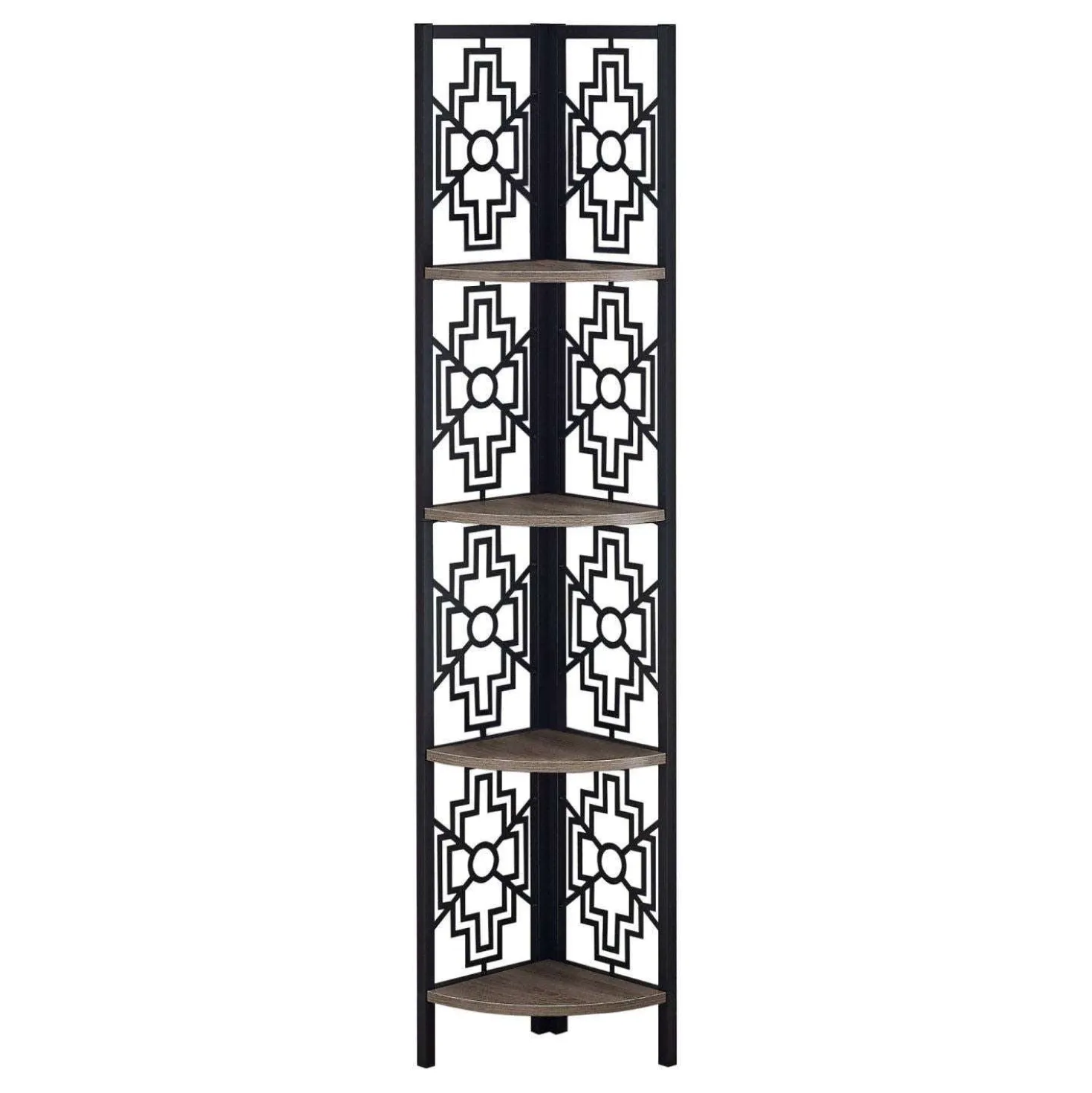 Étagère - 62"H, taupe foncé, métal noir en coin - Monarch