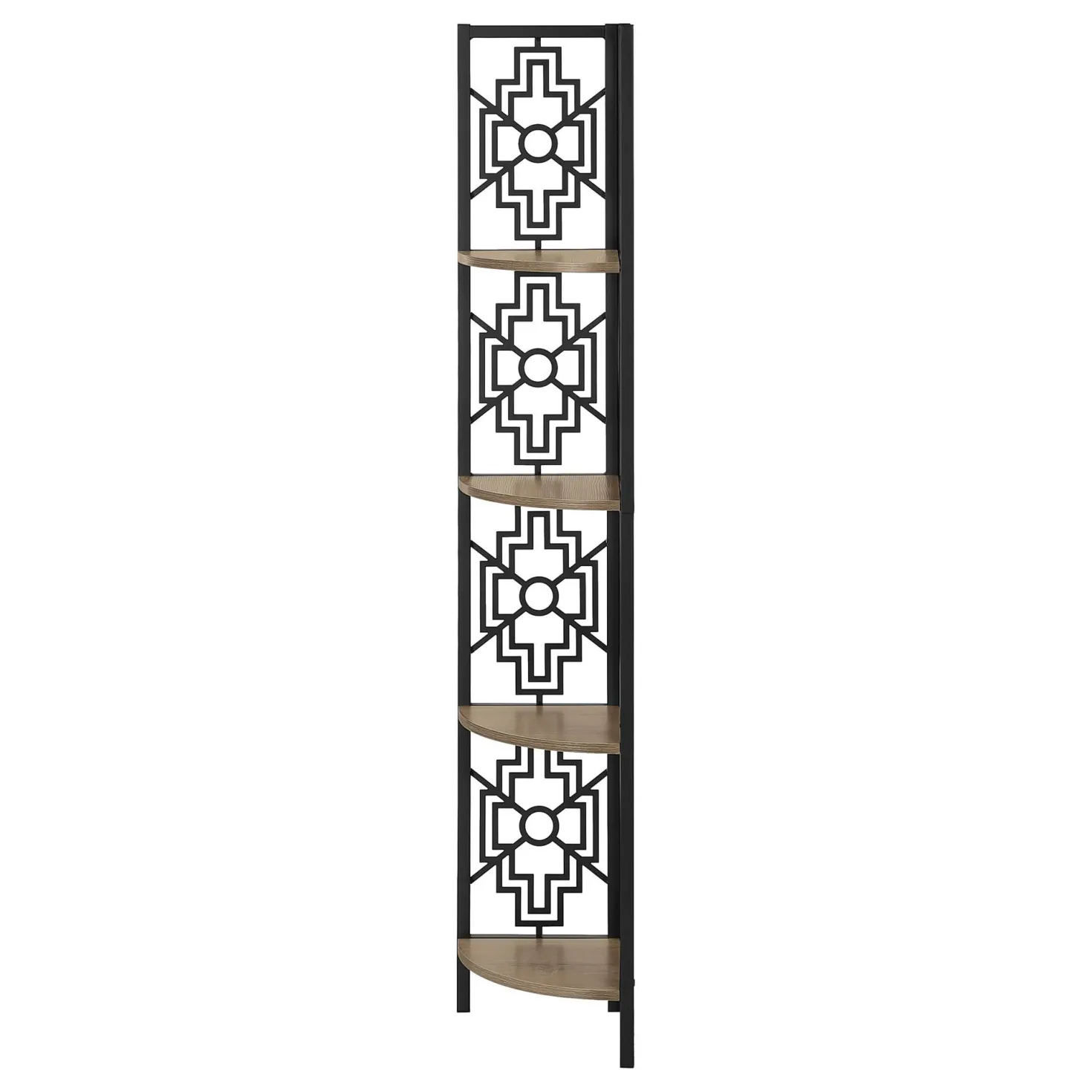 Étagère - 62"H, taupe foncé, métal noir en coin - Monarch