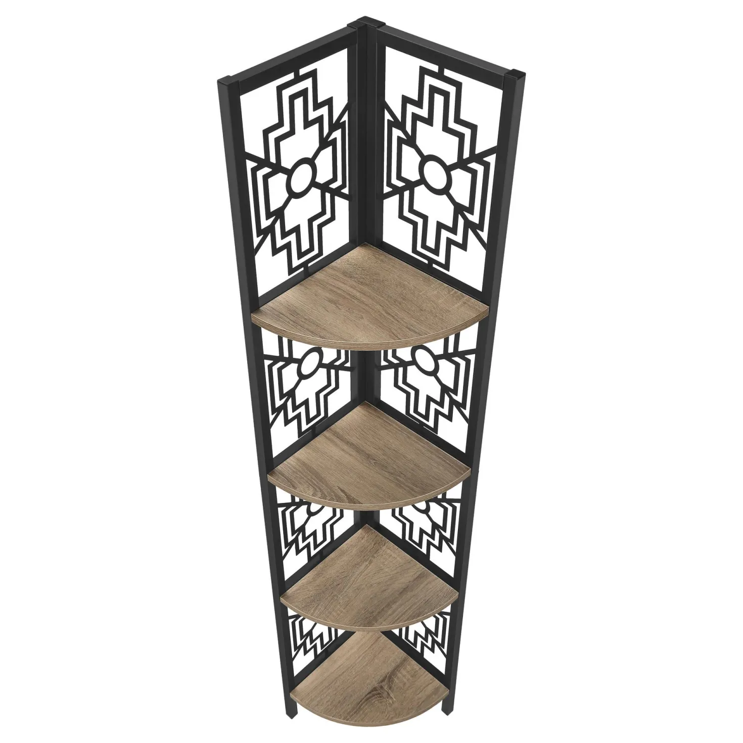 Étagère - 62"H, taupe foncé, métal noir en coin - Monarch