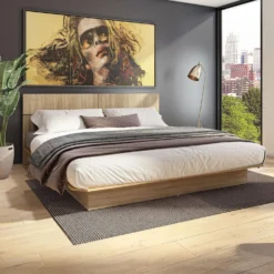 Tres grand lit plateforme avec tete de lit (78'')