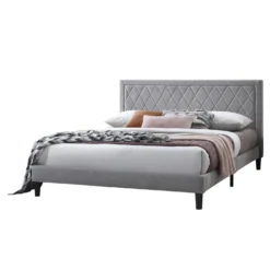 Très grand lit en tissu avec tête de lit (78")