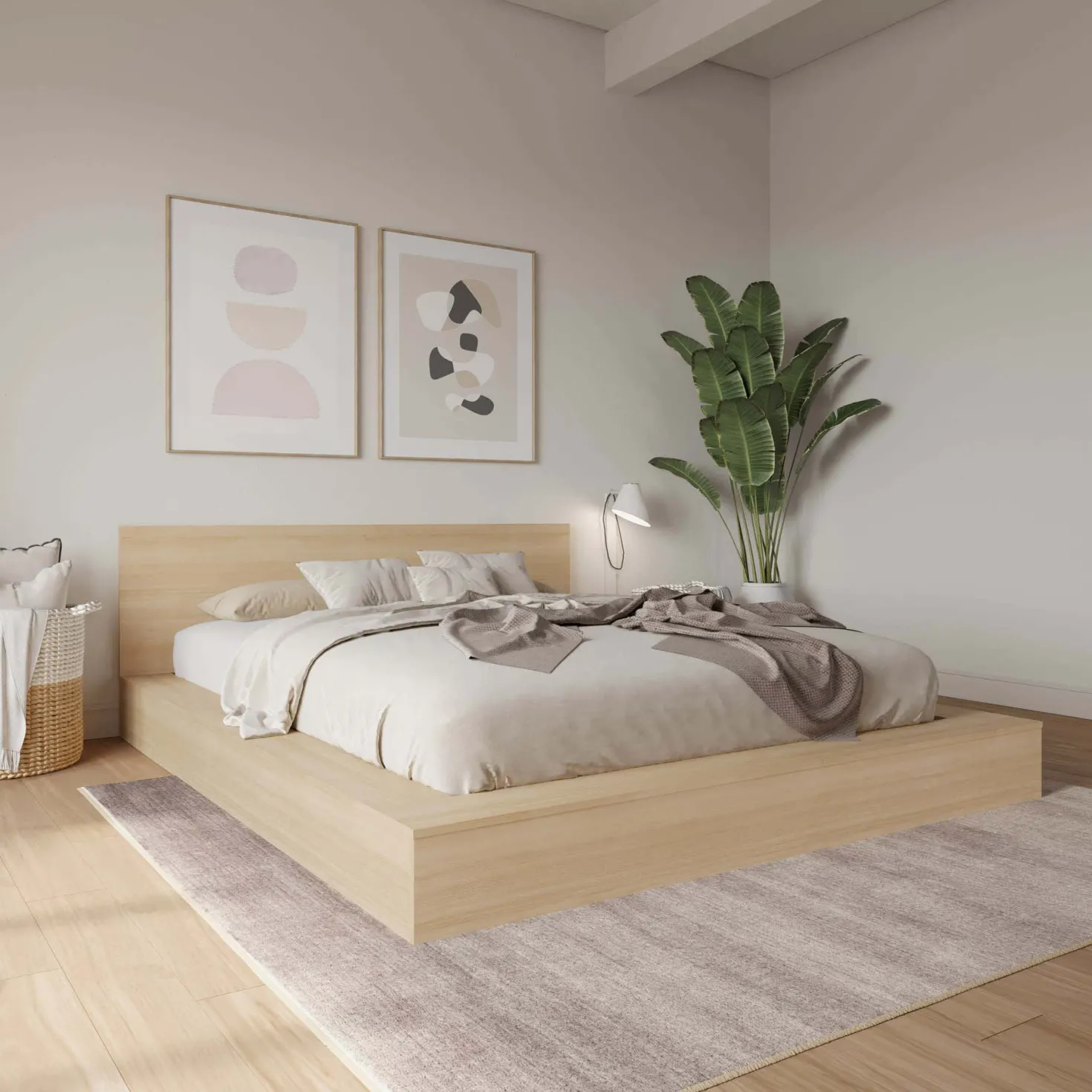 Très grand lit plateforme avec tête de lit - Nexera