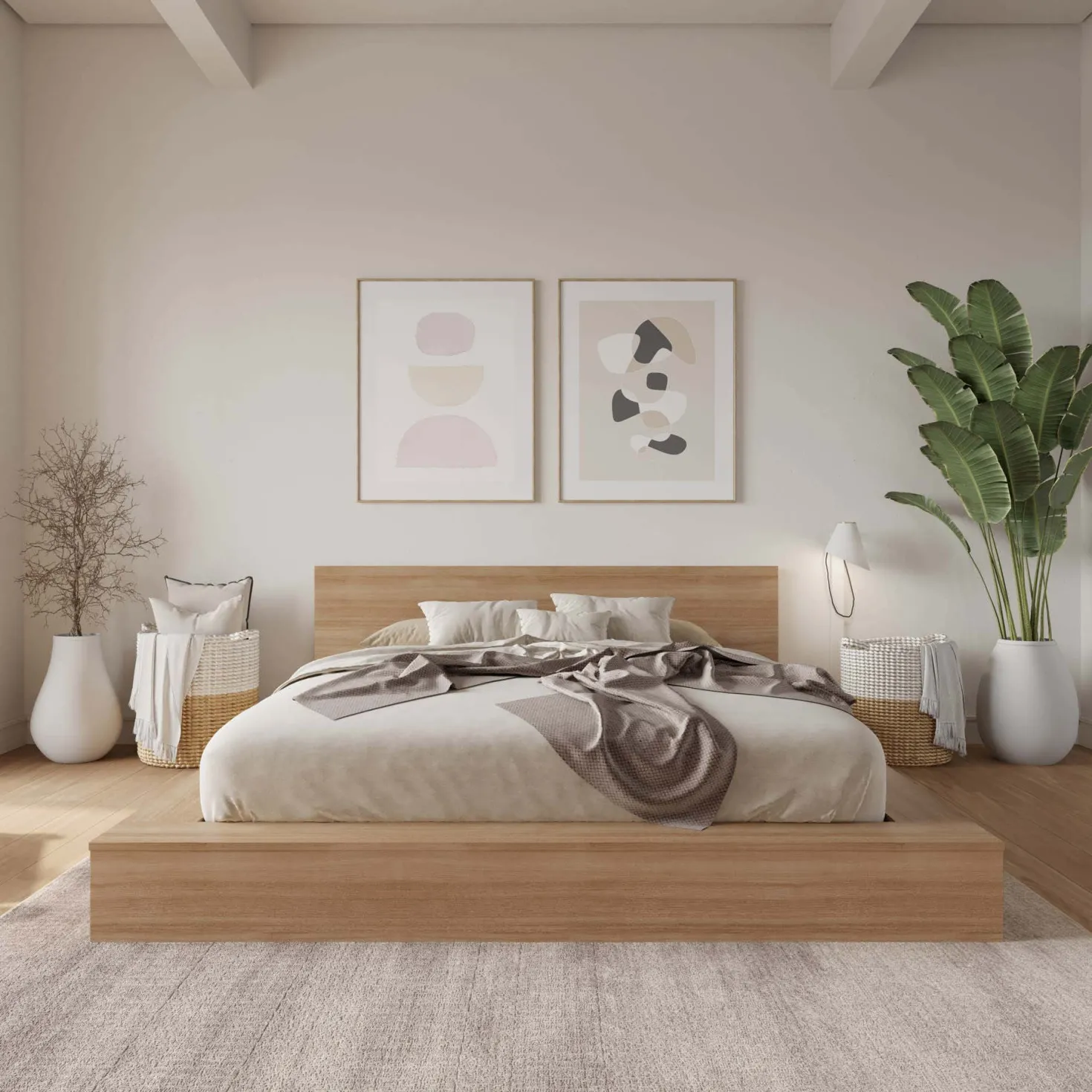 Très grand lit plateforme avec tête de lit - Nexera