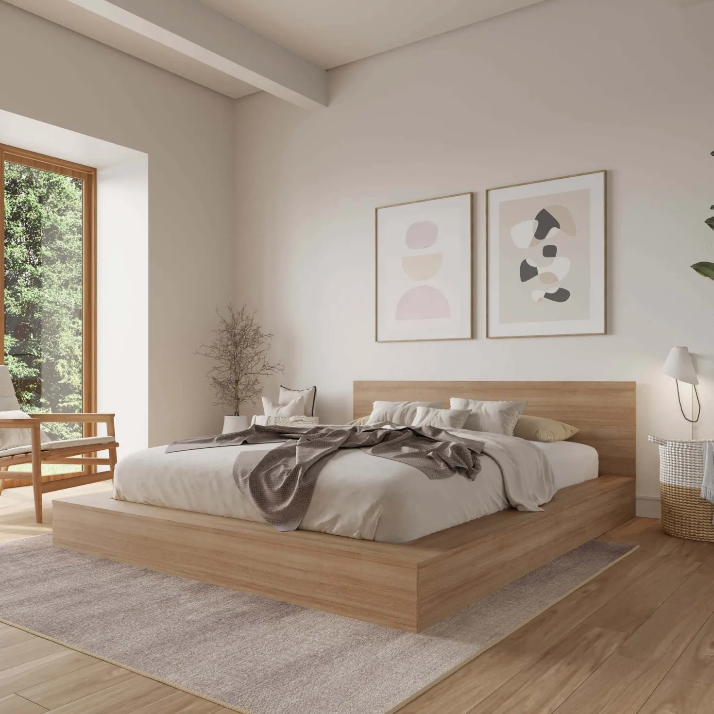 Très grand lit plateforme avec tête de lit - Nexera