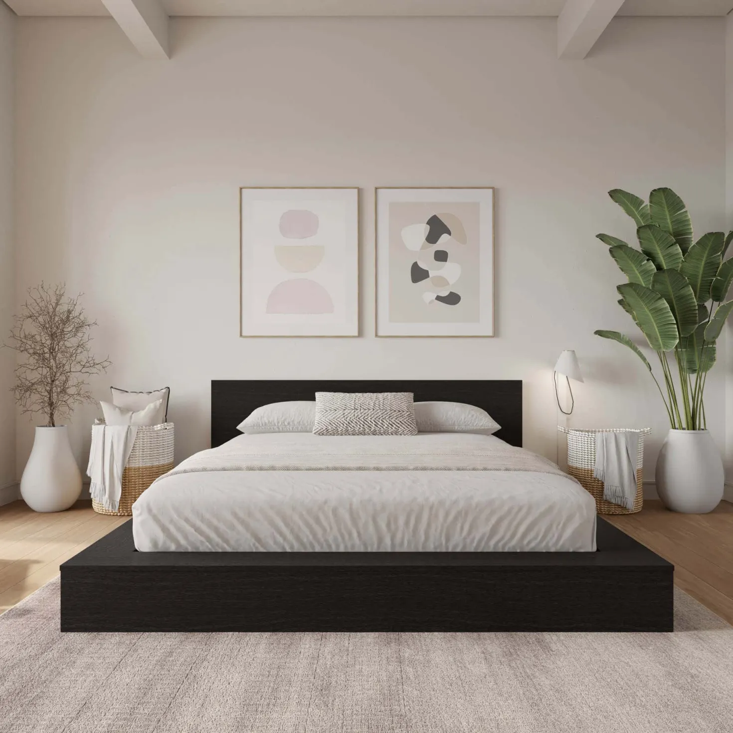 Très grand lit plateforme avec tête de lit - Nexera