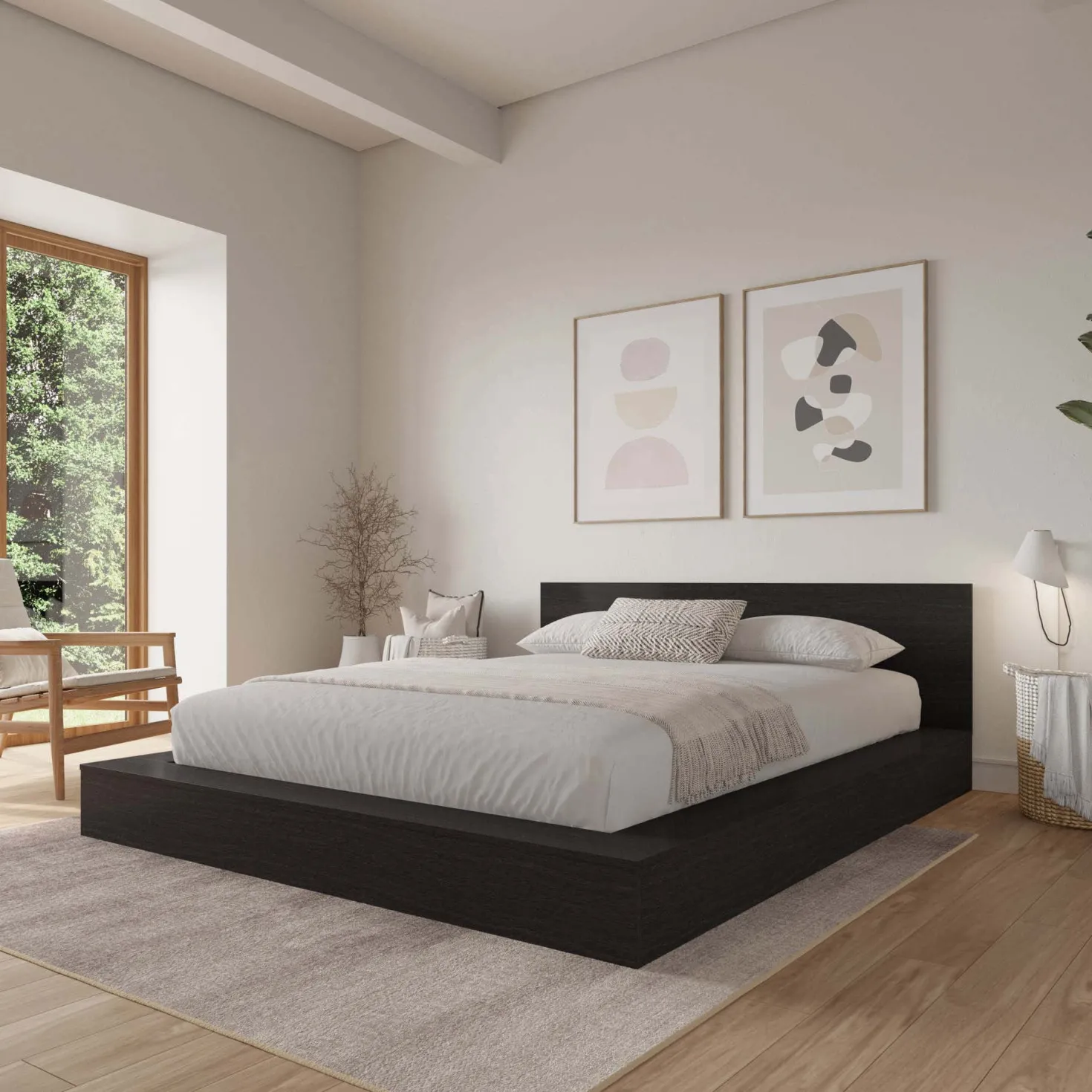Très grand lit plateforme avec tête de lit - Nexera