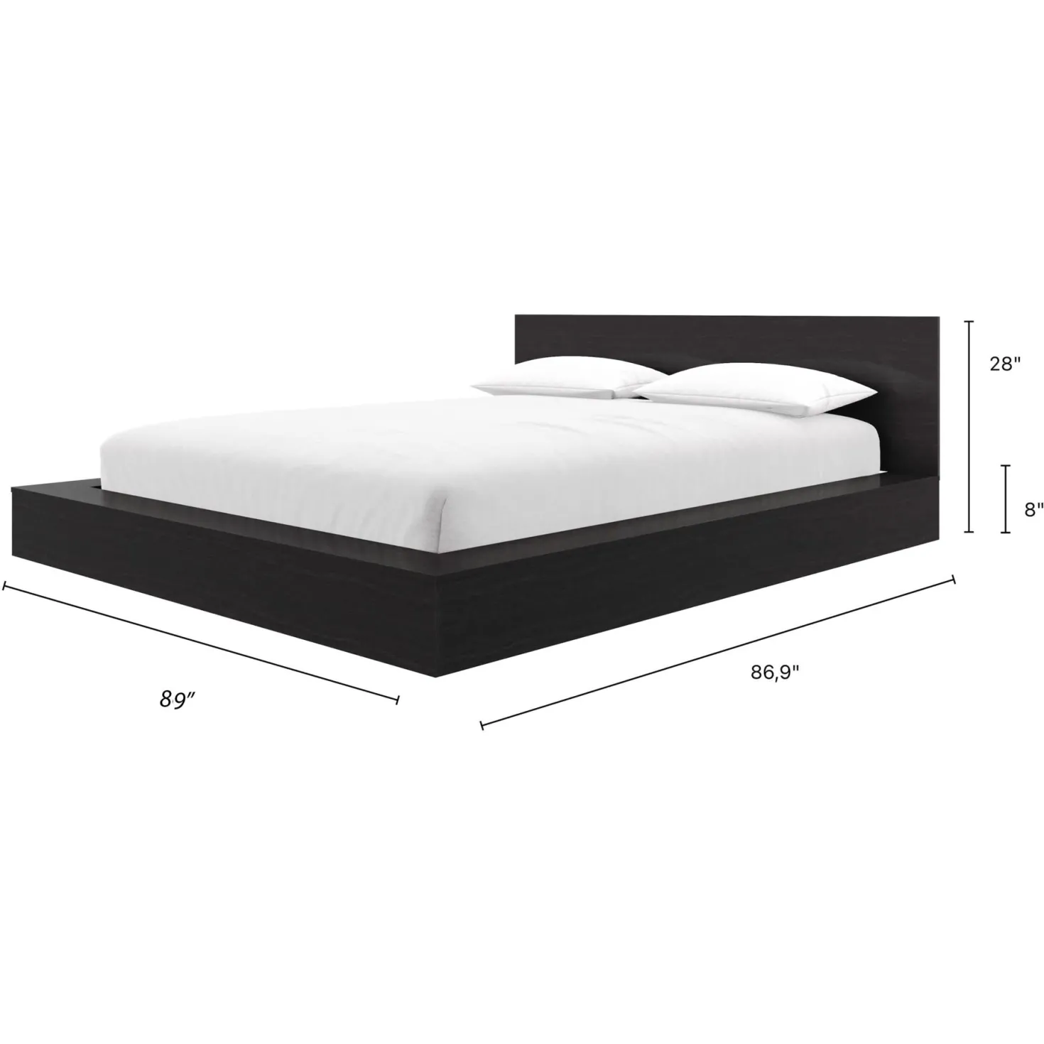 Très grand lit plateforme avec tête de lit - Nexera