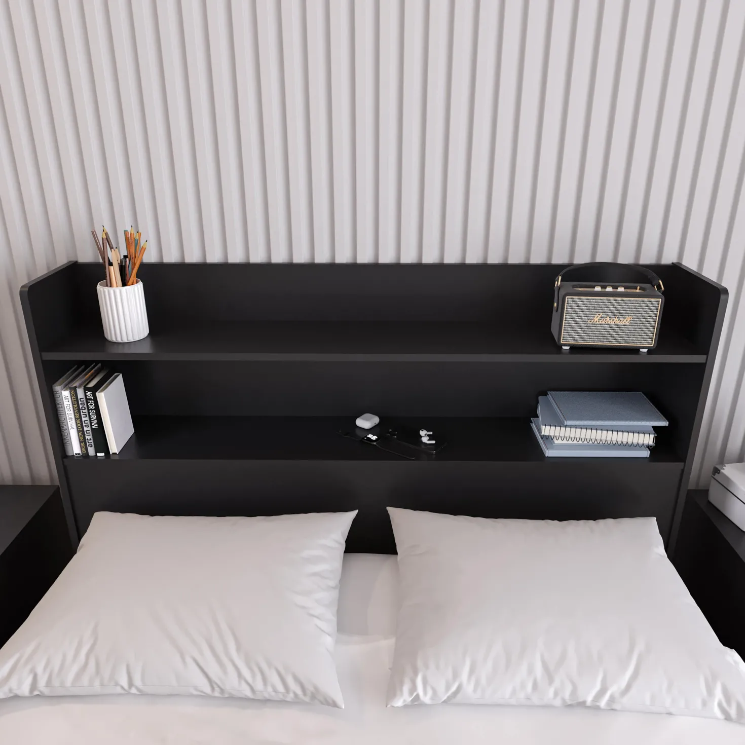 Tête de lit avec rangement, double - Nexera