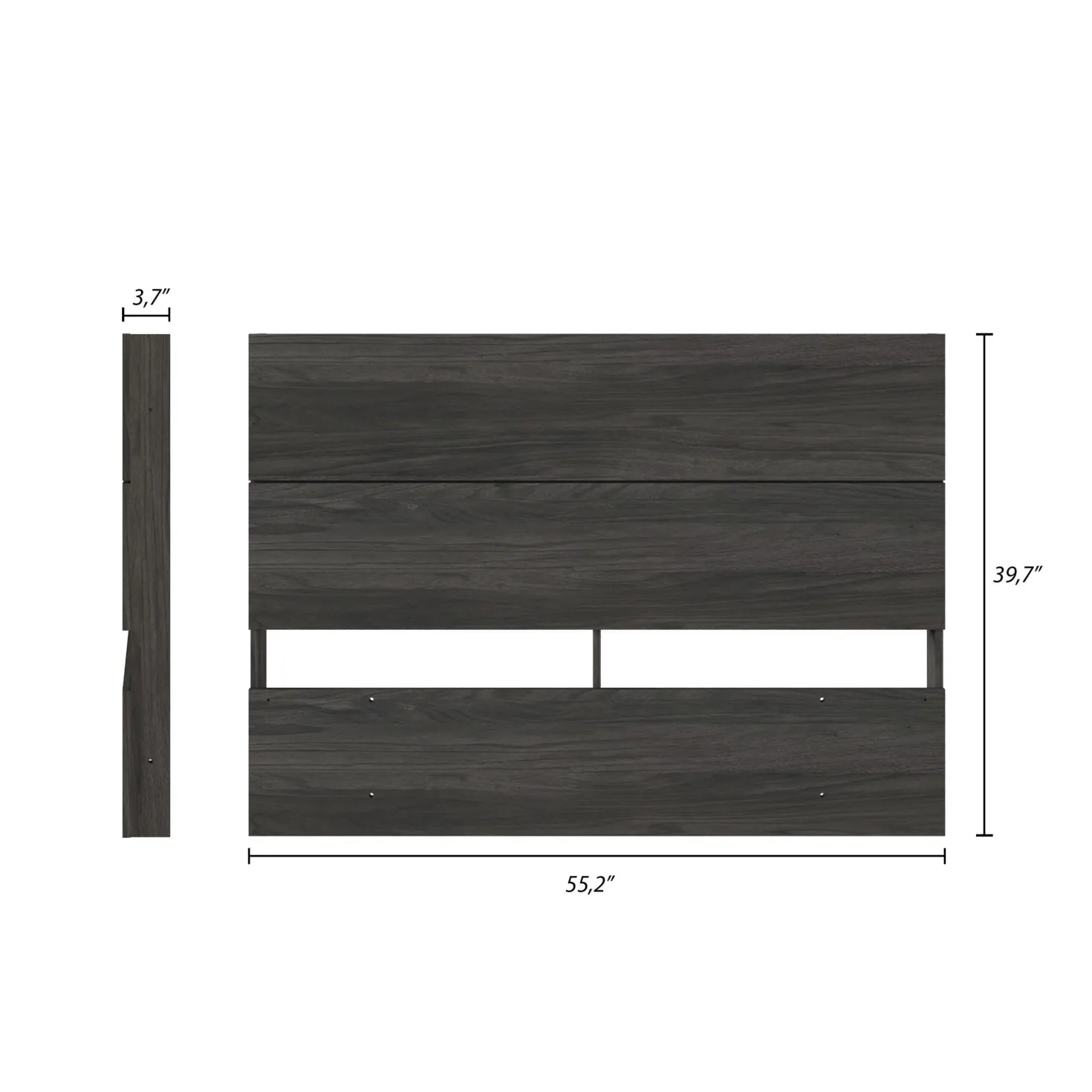 Tête de lit double effet de planches, gris écorce - Nexera