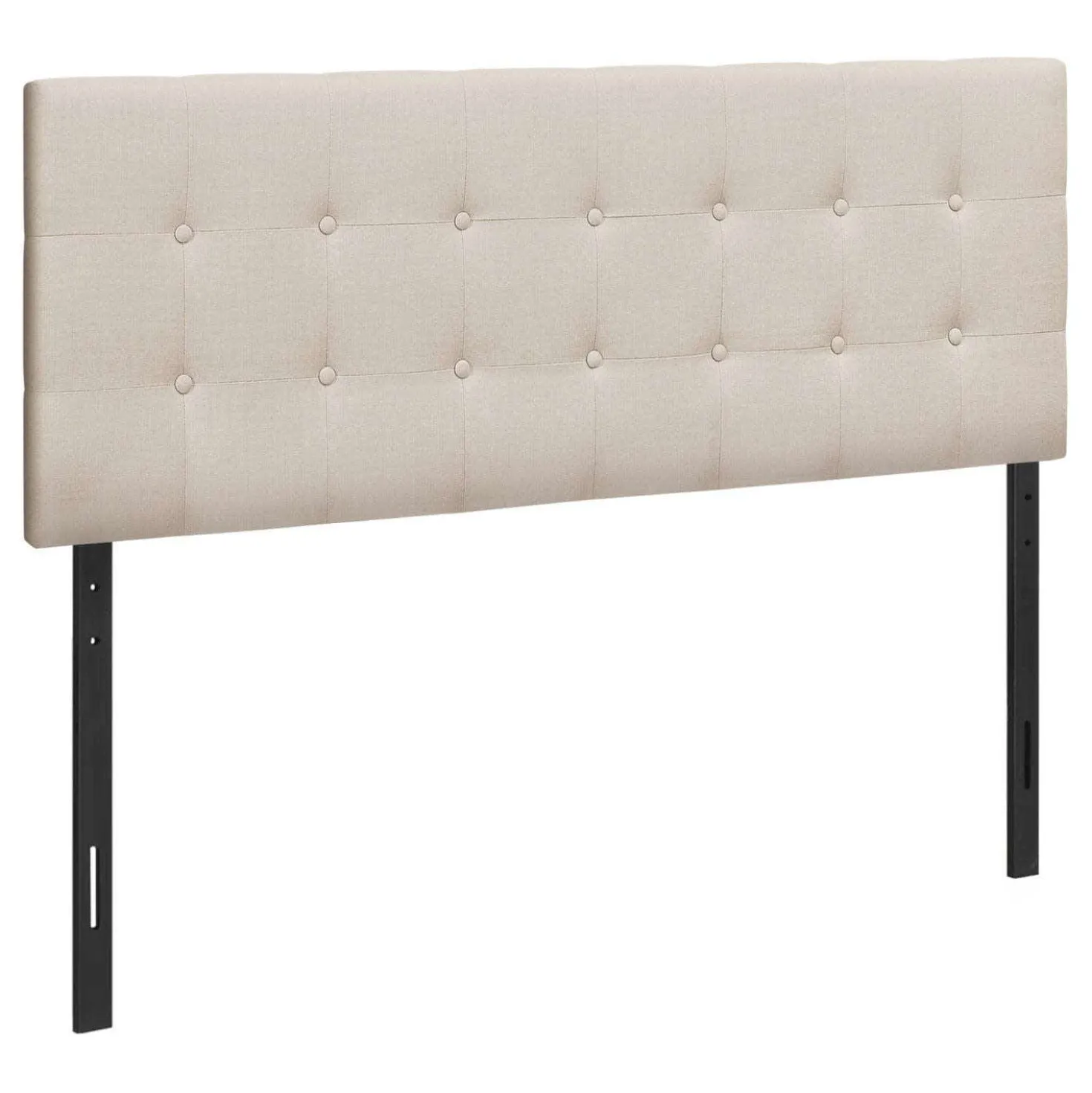 Tête de lit - grand - bouton touffeté, panneau rembourré - faux lin beige - Monarch