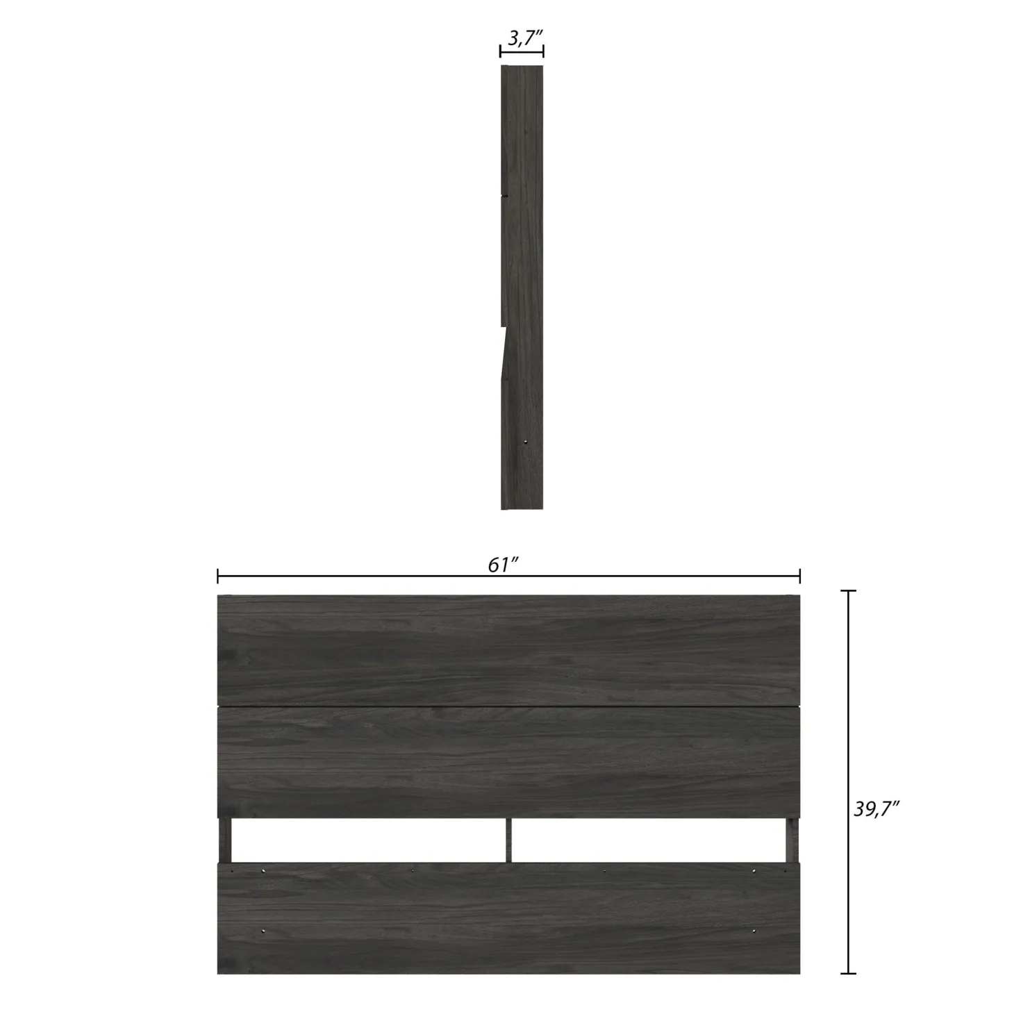 Tête de lit queen effet de planches, gris écorce - Nexera
