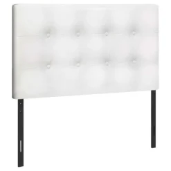 Tête de lit - simple - bouton touffeté, panneau rembourré - similicuir blanc - Monarch
