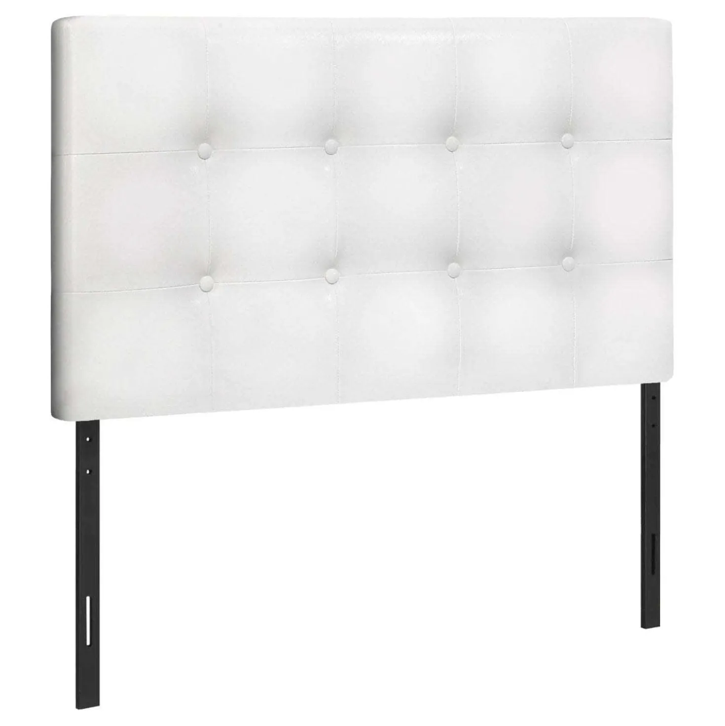 Tête de lit - simple - bouton touffeté, panneau rembourré - similicuir blanc - Monarch