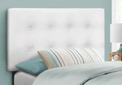 Tête de lit - simple - bouton touffeté, panneau rembourré - similicuir blanc - Monarch